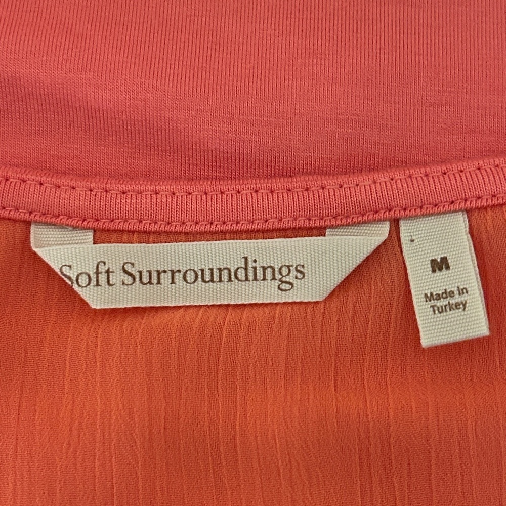 Soft Surroundings Marique Tunic Coral Top 3/4 Sleeve Medium - Picture 5 of 6